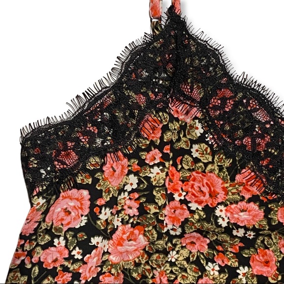 Floral Print camisole top, Nordstrom BP black lace v-neck, adjustable straps NEW - Picture 6 of 10